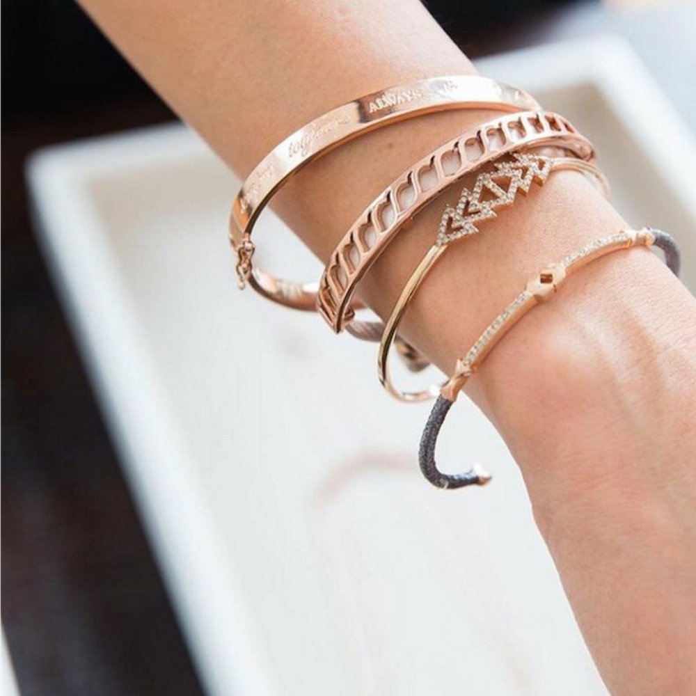 Stella & Dot Delicate Pavé Triangle Cuff Bracelet - Picture 6 of 9